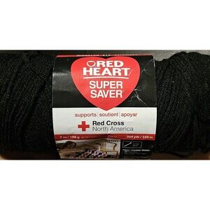 Red Heart Super Saver Yarn  7 oz Worsted 4 Ply  Black Made In USA #M1 E30 VNTG